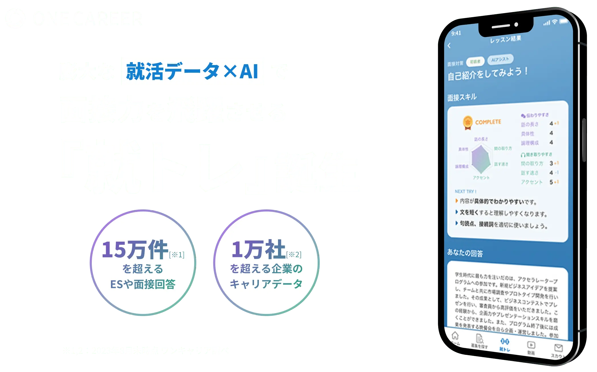 膨大な就活データ×AIで面接力を活躍させる「就トレ」誕生